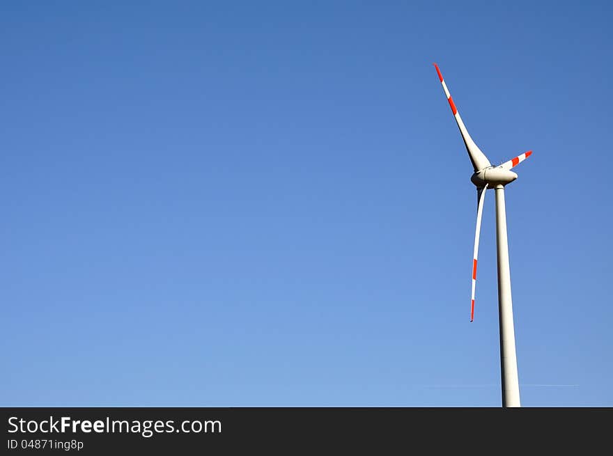 Power generating windmills in the outdoors