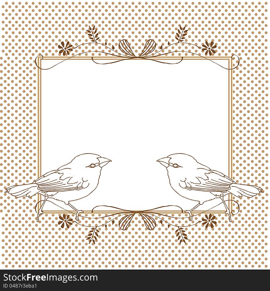 Ideal frame for any sort of celebration- two brown birds. Ideal frame for any sort of celebration- two brown birds