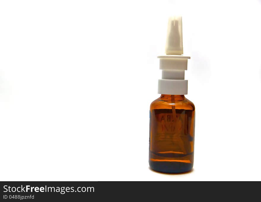 Bottle of medicine on white background