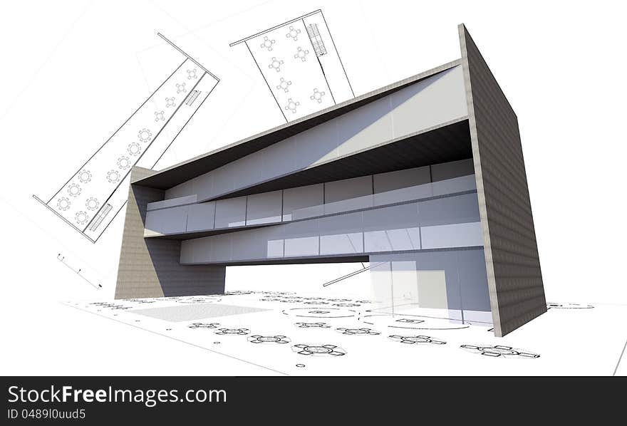 3d illustration of modern building