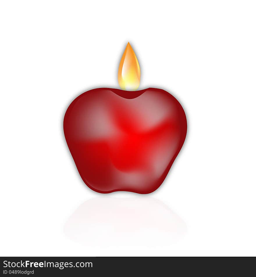 Illustration of an apple shaped candle on white background. Illustration of an apple shaped candle on white background