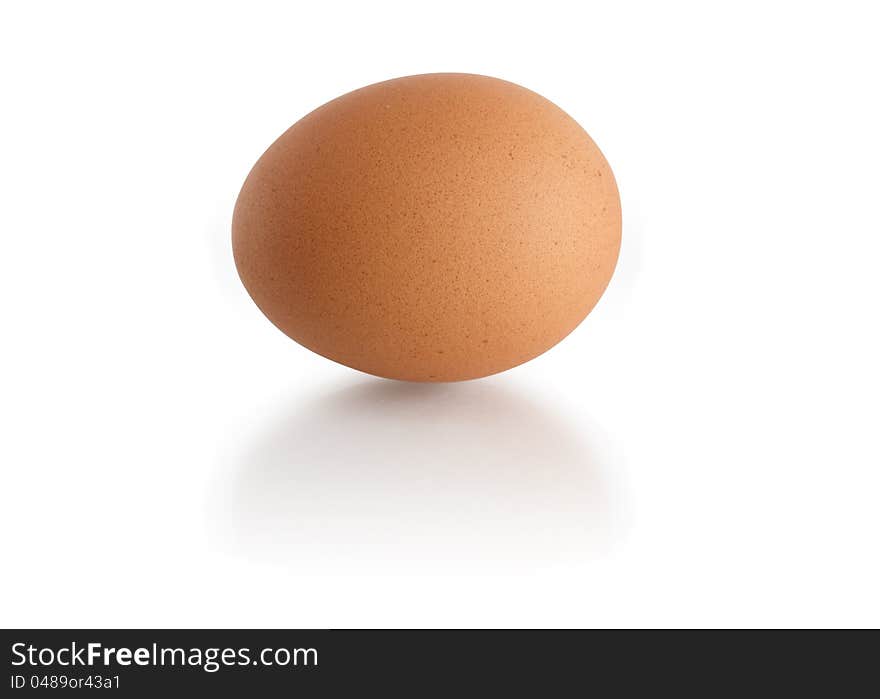 Brown chicken egg on white background. Clipping path is included