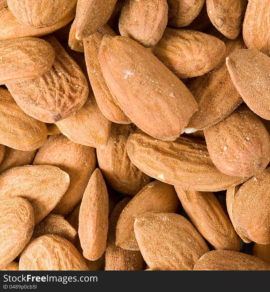 Bulk almonds close up and details