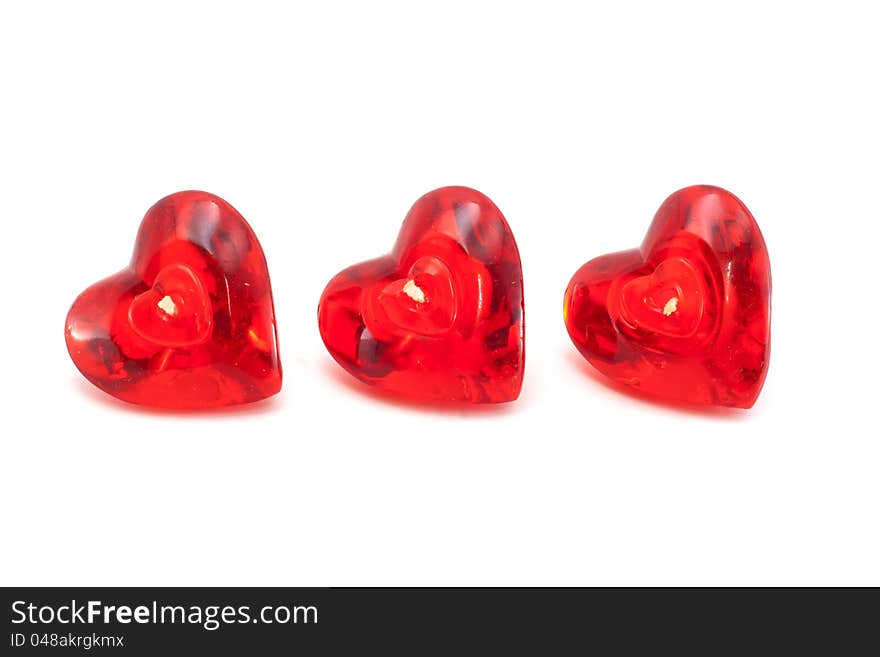 Triple red hearth candles