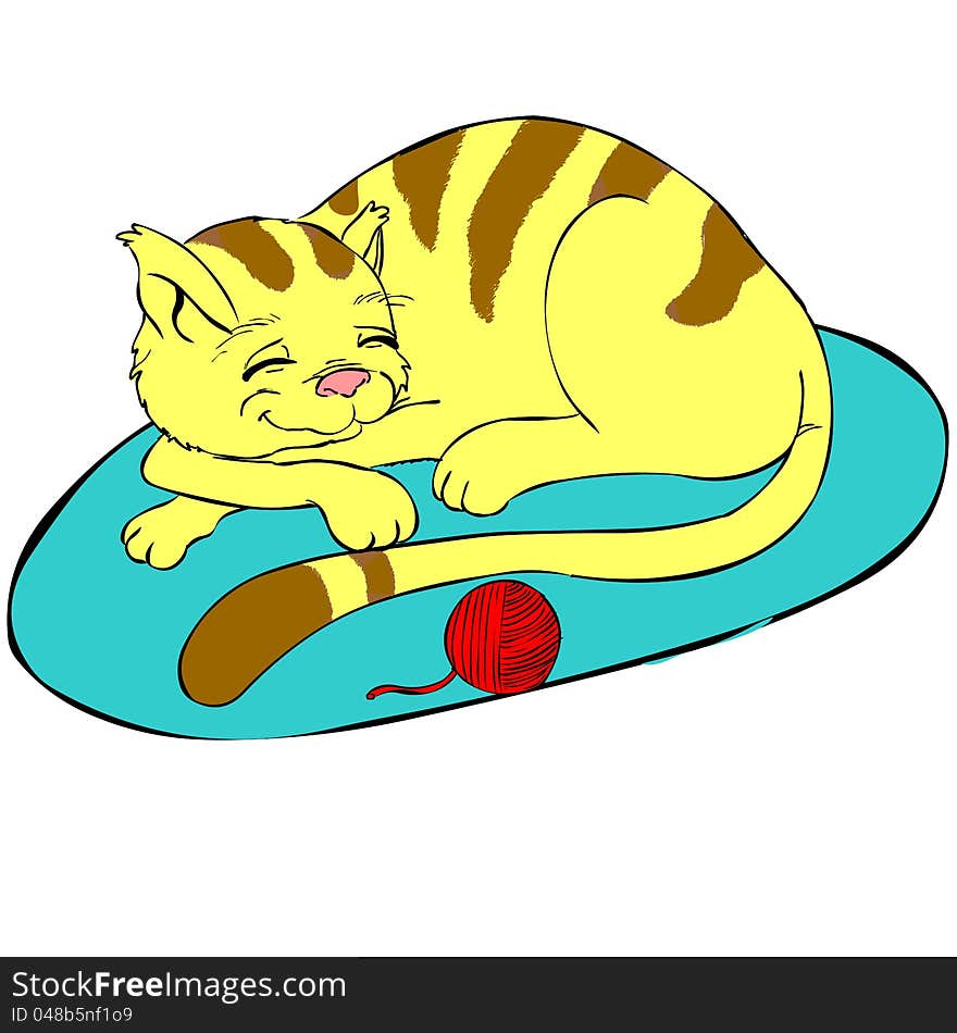 Funny illustration of a lovely cat sleeping. This image is isolated (white background) so you can easily integrate it in your designs. Perfect for children pics, kindergarden, banners, web based designs or even t-shirts Also available as Adobe Illustrator (AI) format. Funny illustration of a lovely cat sleeping. This image is isolated (white background) so you can easily integrate it in your designs. Perfect for children pics, kindergarden, banners, web based designs or even t-shirts Also available as Adobe Illustrator (AI) format.