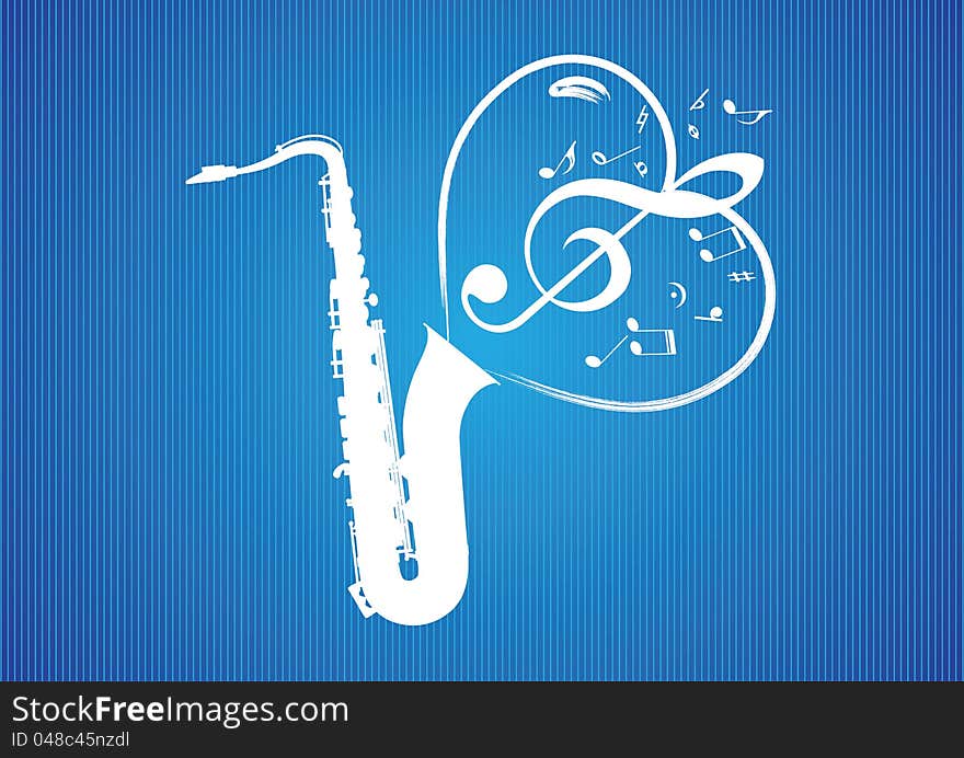 Saxophone Heart rom musical notes