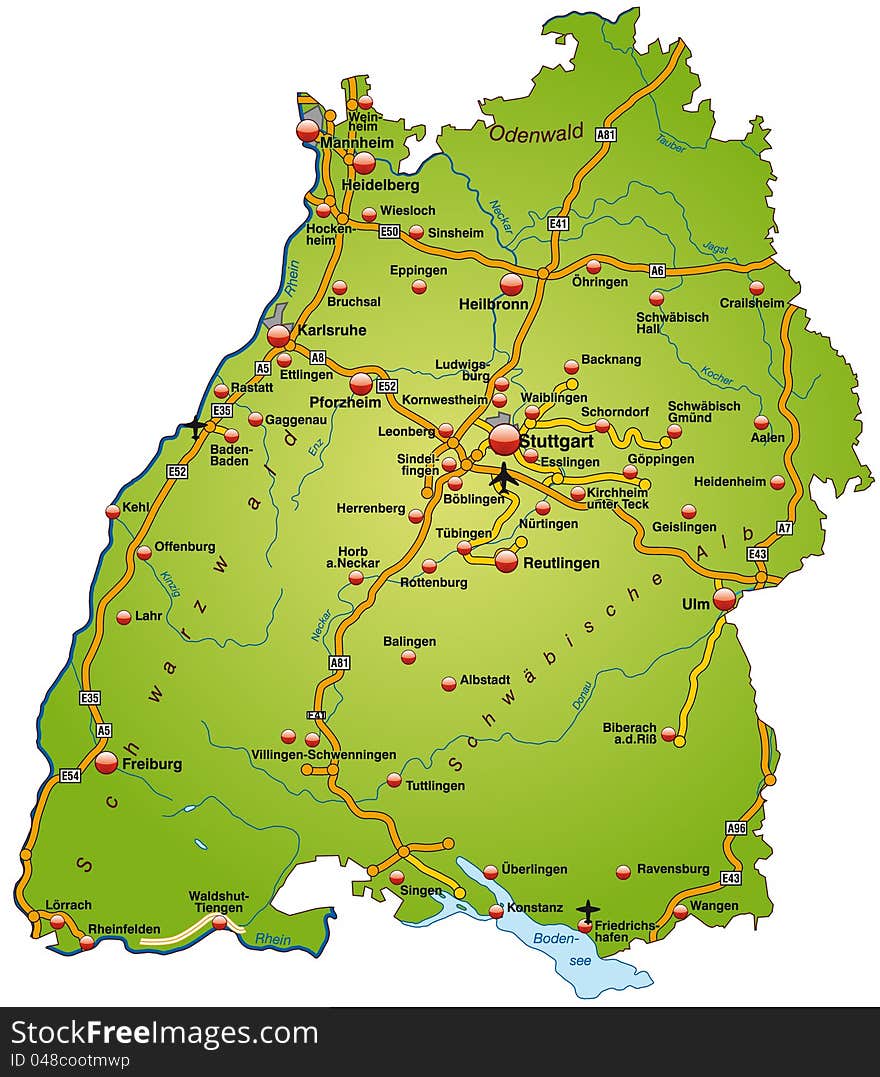 Map Of Baden-Wuerttemberg