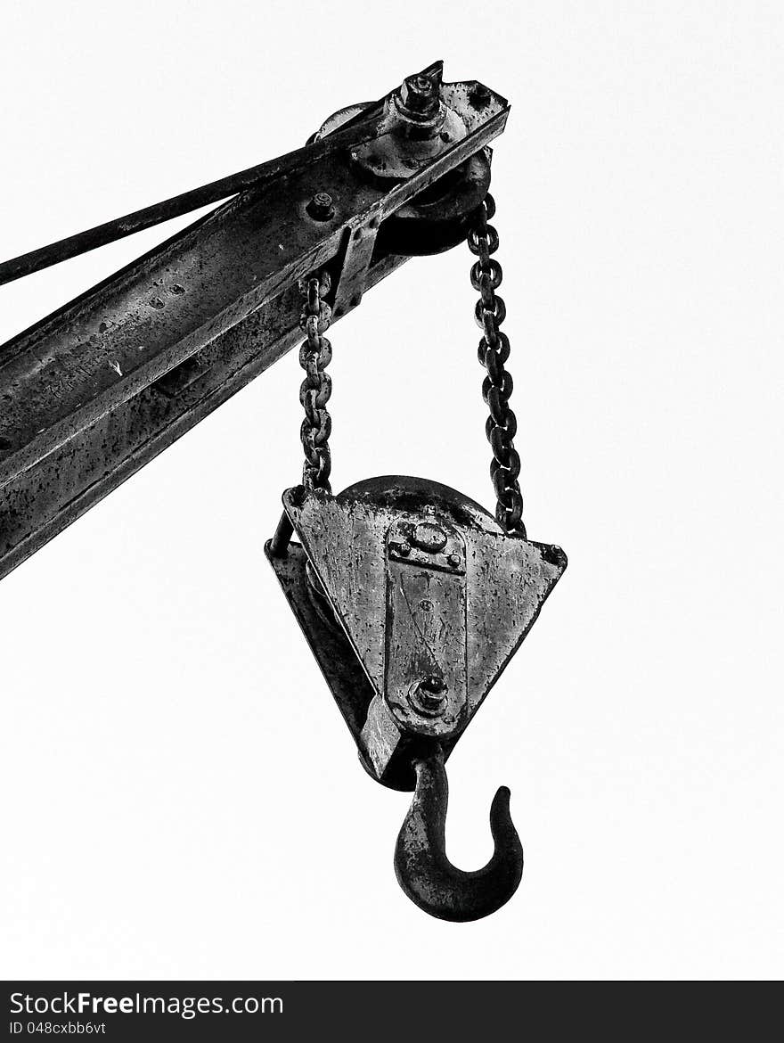 Old crane in black and white