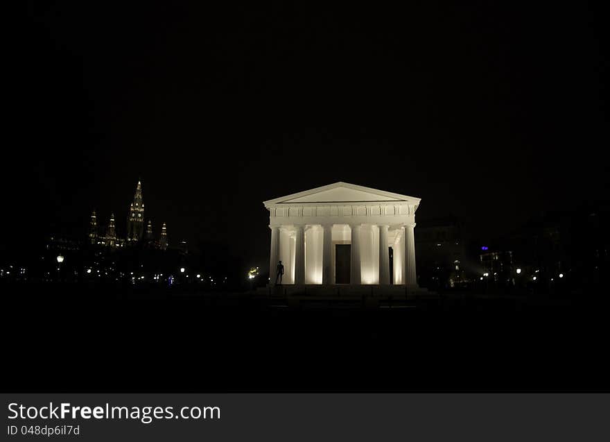 Vienna temple at night in europe travel and tourism