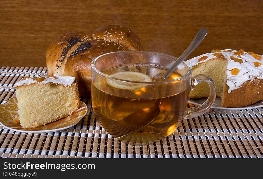 Cup of tea with cake