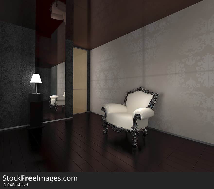 Armchair in interior decor element