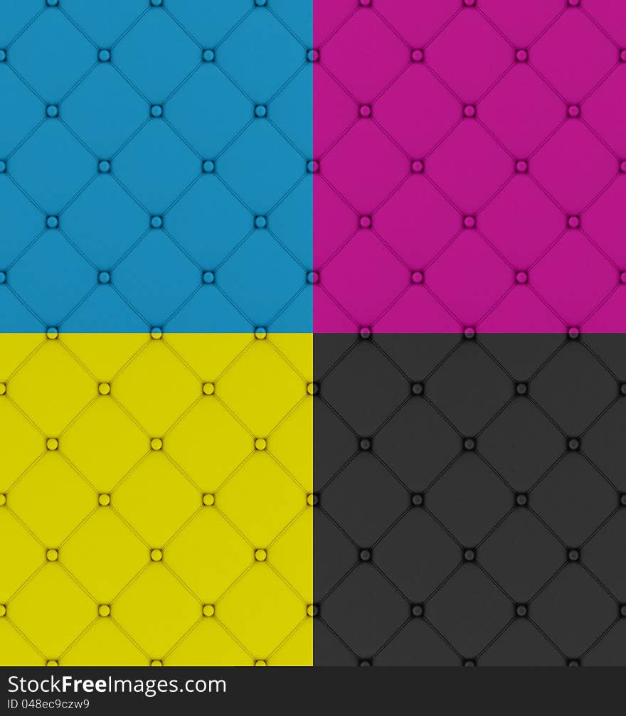 Four  buttoned leather pattern in four color  - rendering