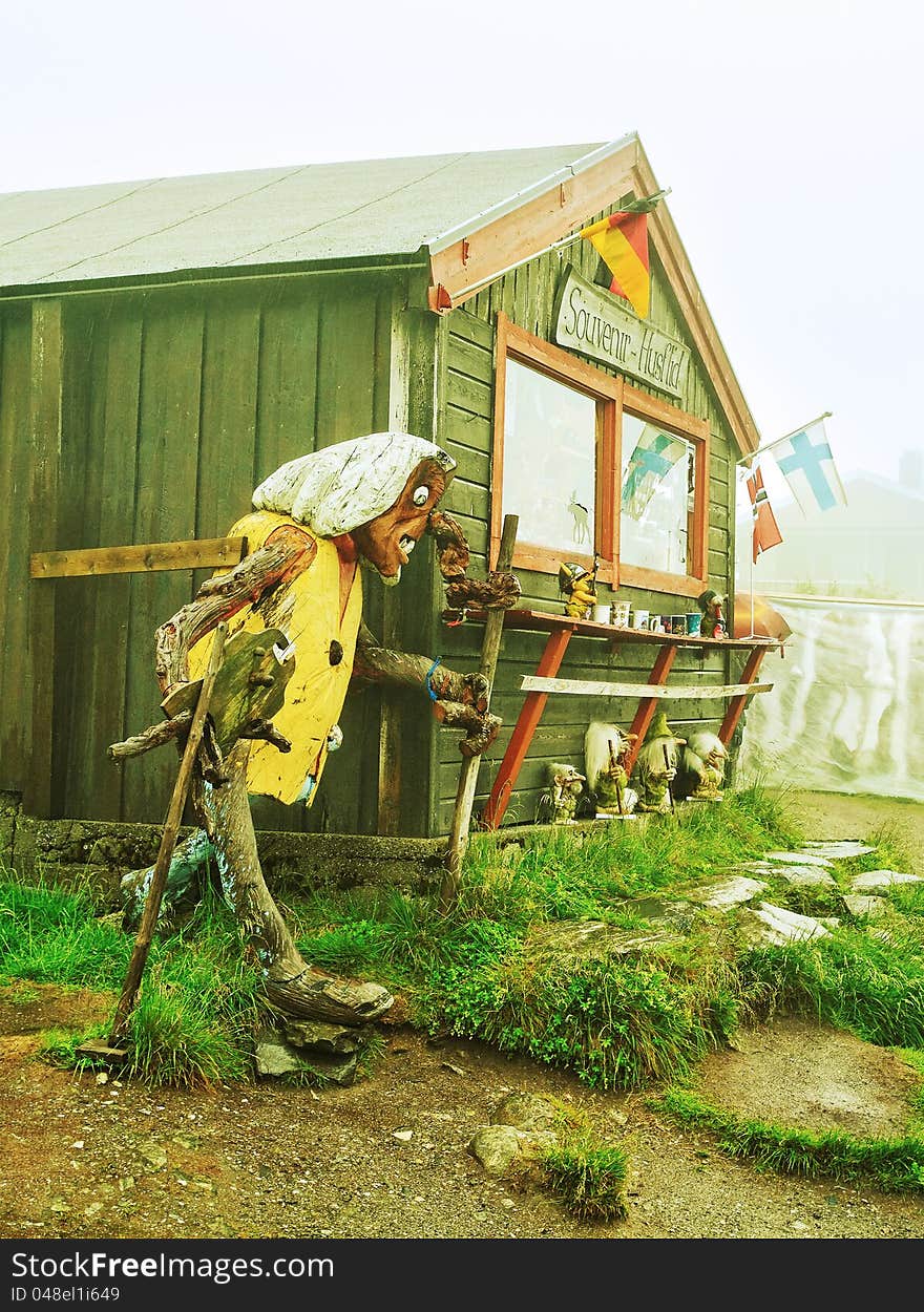 Norway souvenir store in a rainy day. Norway souvenir store in a rainy day.