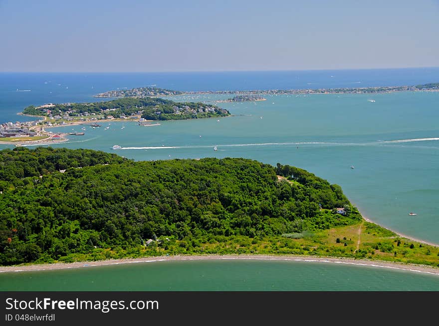 Aerial views of Boston area