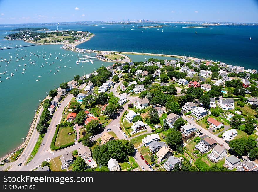 Aerial views of Boston area