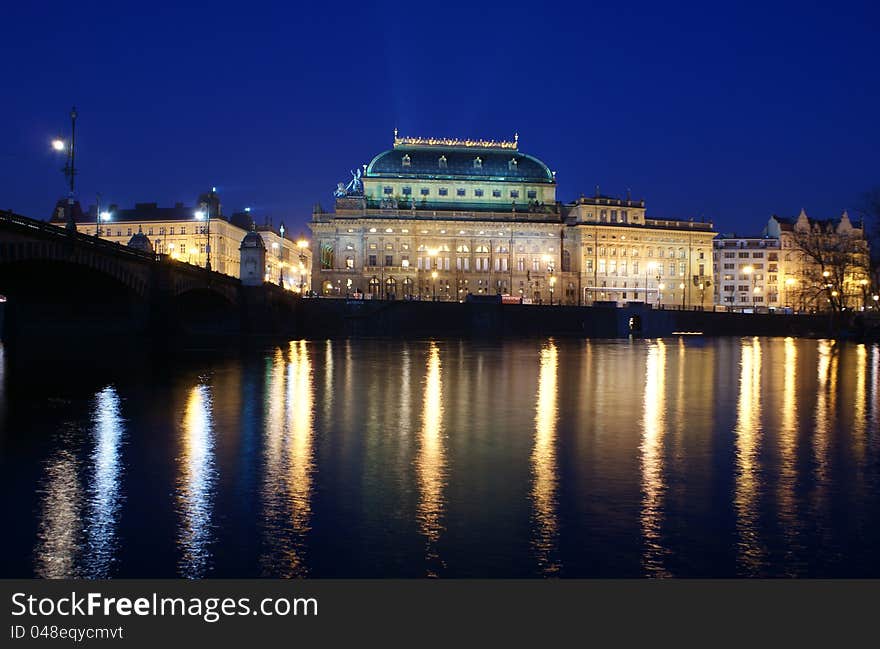 National theater at night in Prague