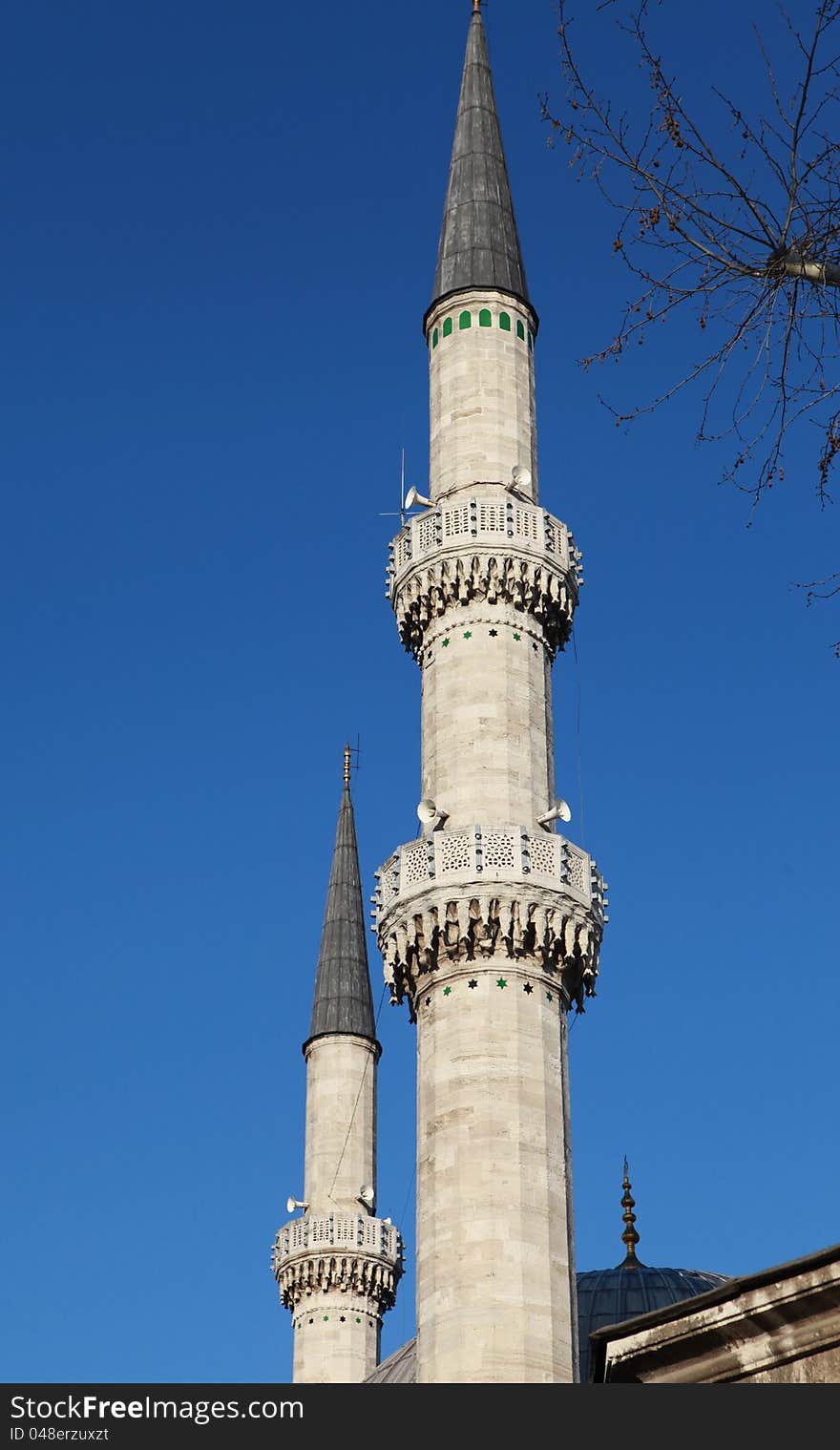 Minarets of Eyup Sultan Mosque, Istanbul, Turkey. Minarets of Eyup Sultan Mosque, Istanbul, Turkey.