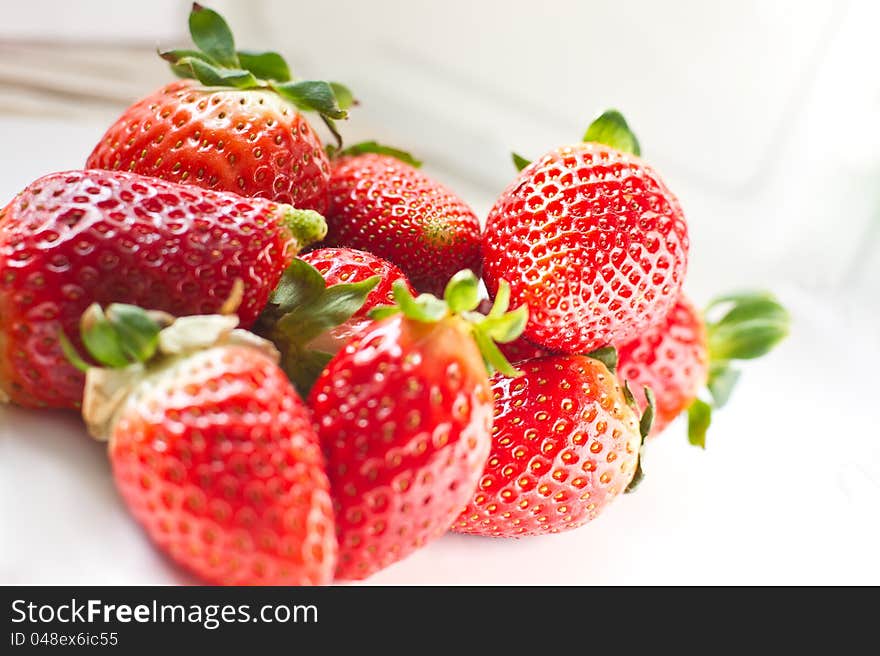 Strawberries on white background