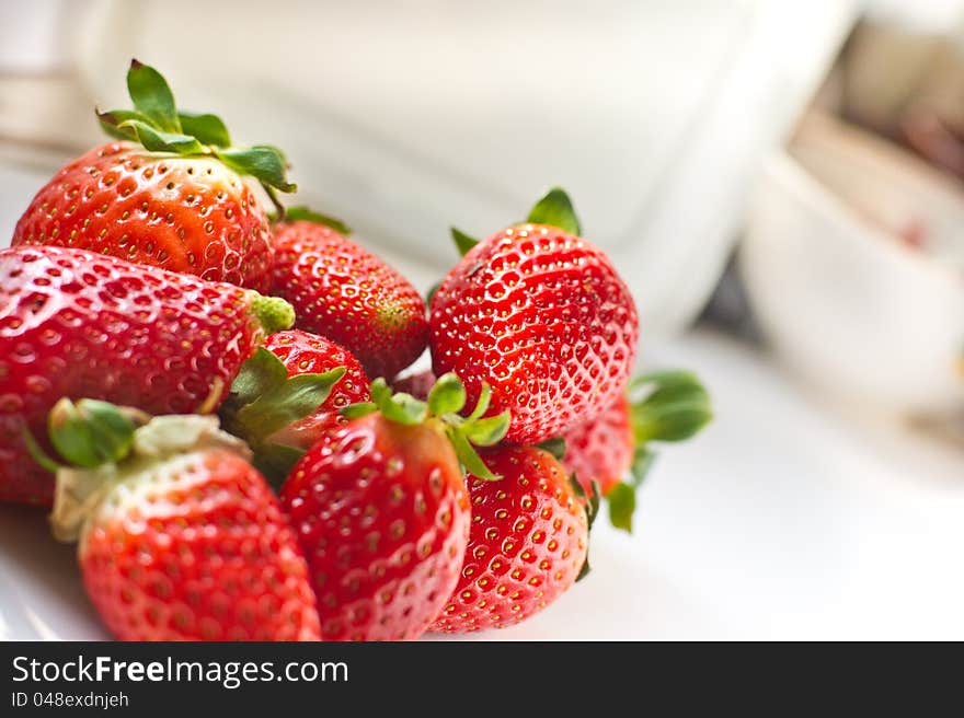 Strawberries on white background