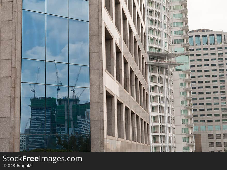 Construction reflection on modern building