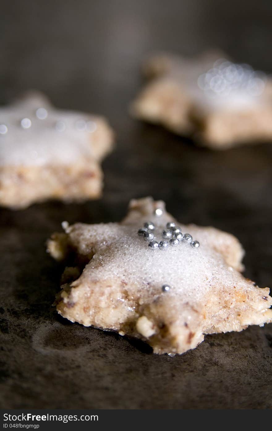 Christmas cookies on a baking tray