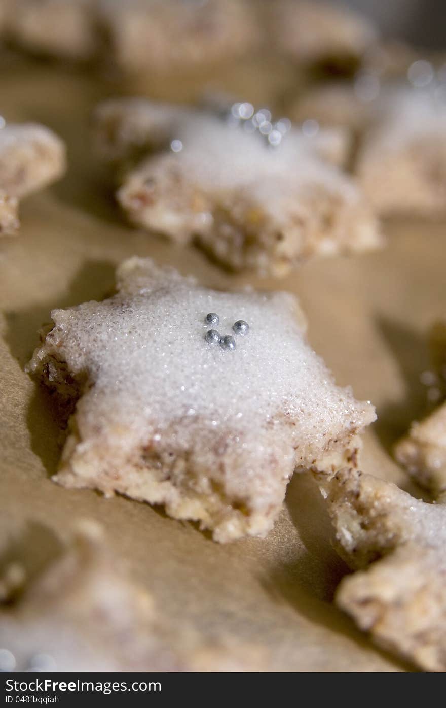 Christmas cookies on a baking tray