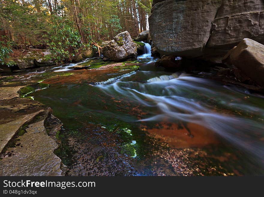 Stream and waterfalls in the mountains