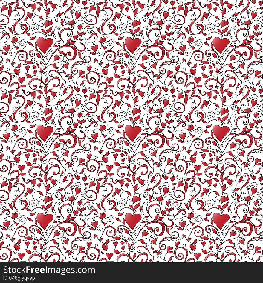 Seamless background with hearts