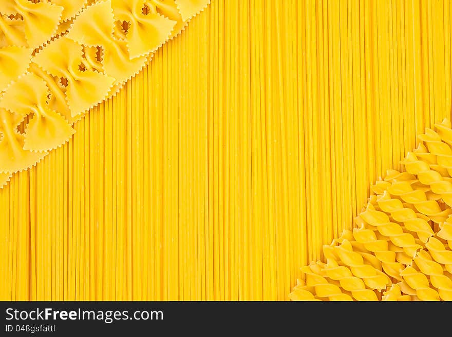 Set of pasta and spaghetti as background