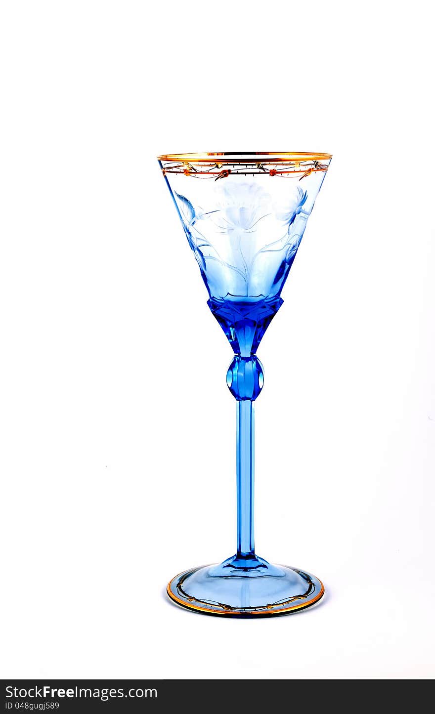 Blue Wine Glass For On White Background