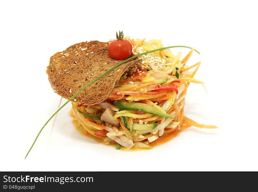 Thai salad of exotic vegetables on a white background