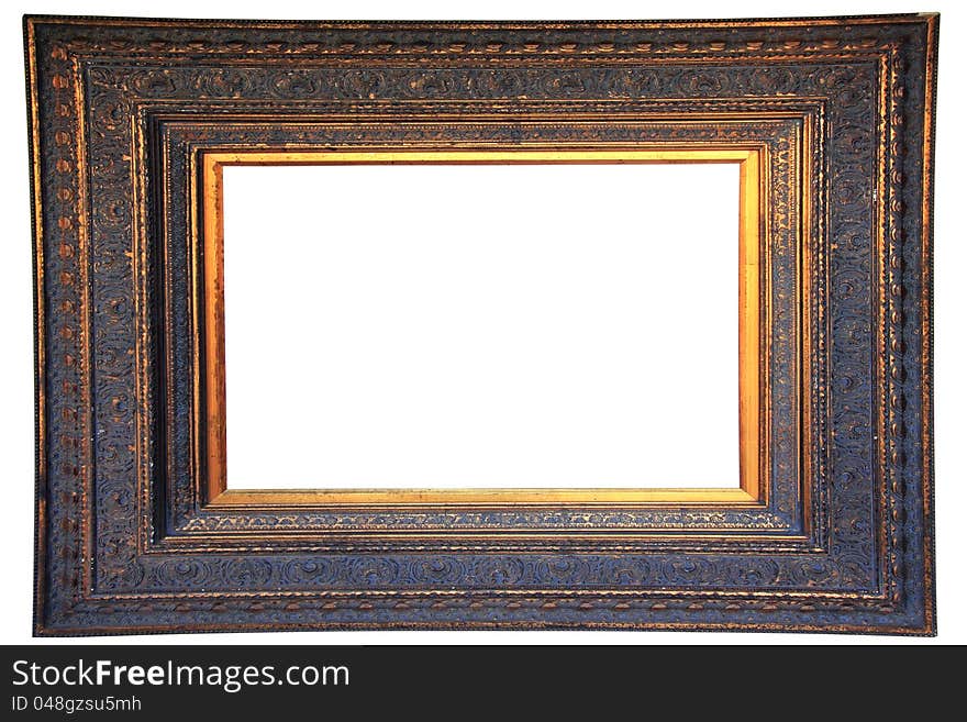 Vintage gold wood frame with clipping path