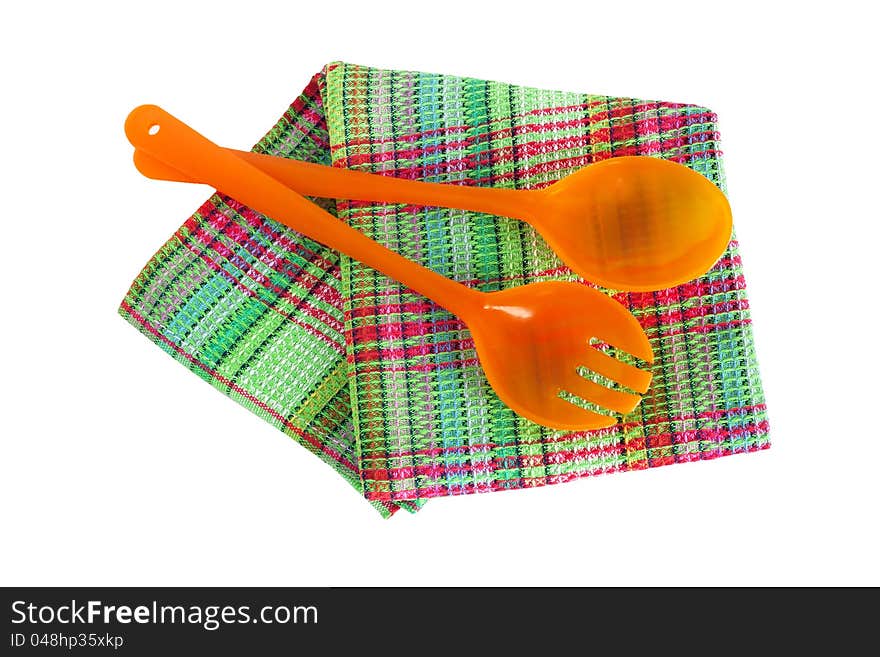 Spoons and kitchen towel