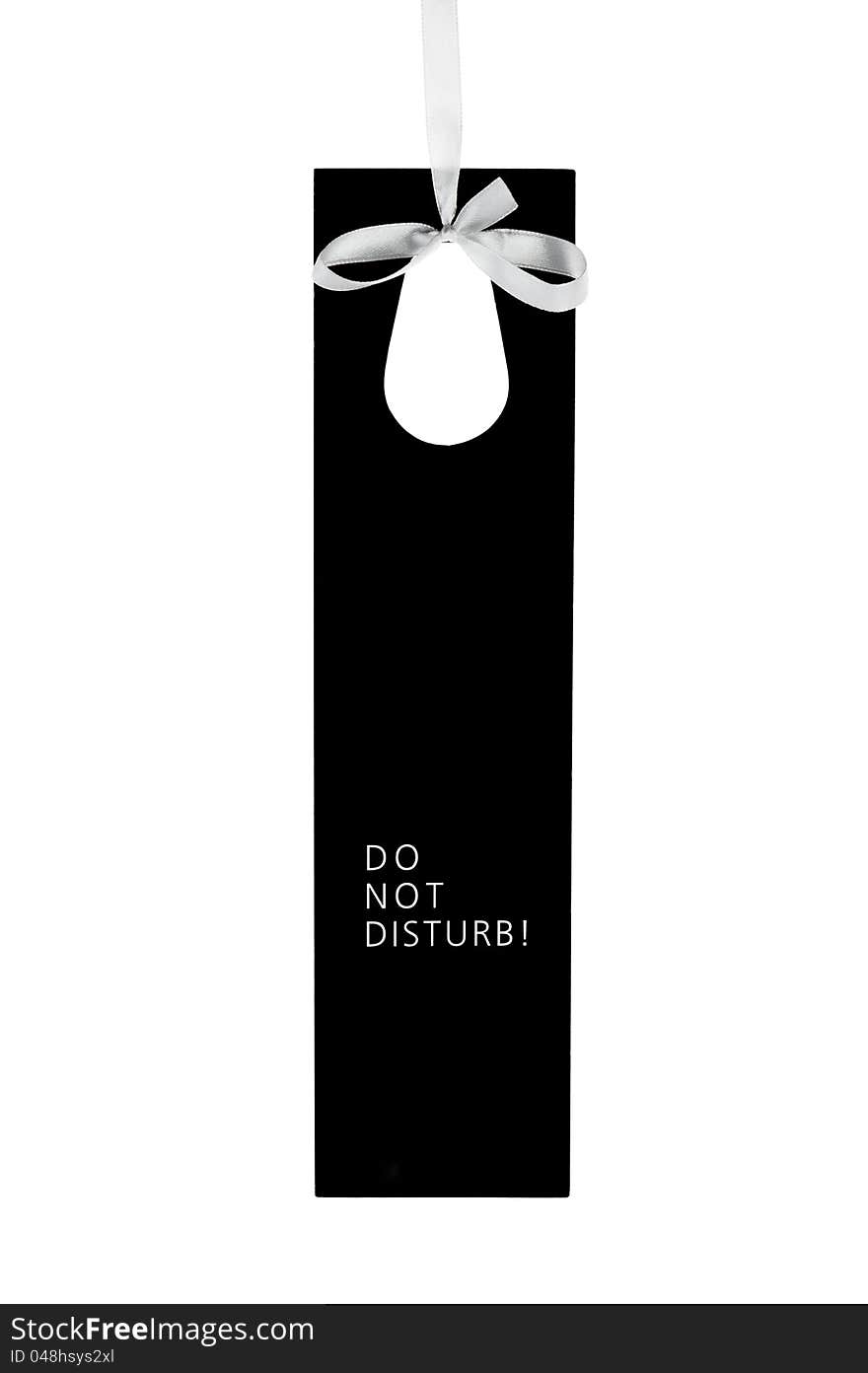 Do not disturb hotel door label on ribbon with text isolated on white