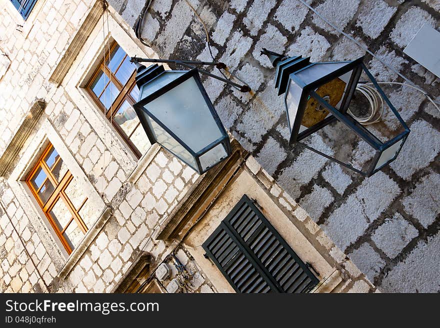 Old street lamp in Dubrovnik - Croatia. Old street lamp in Dubrovnik - Croatia.