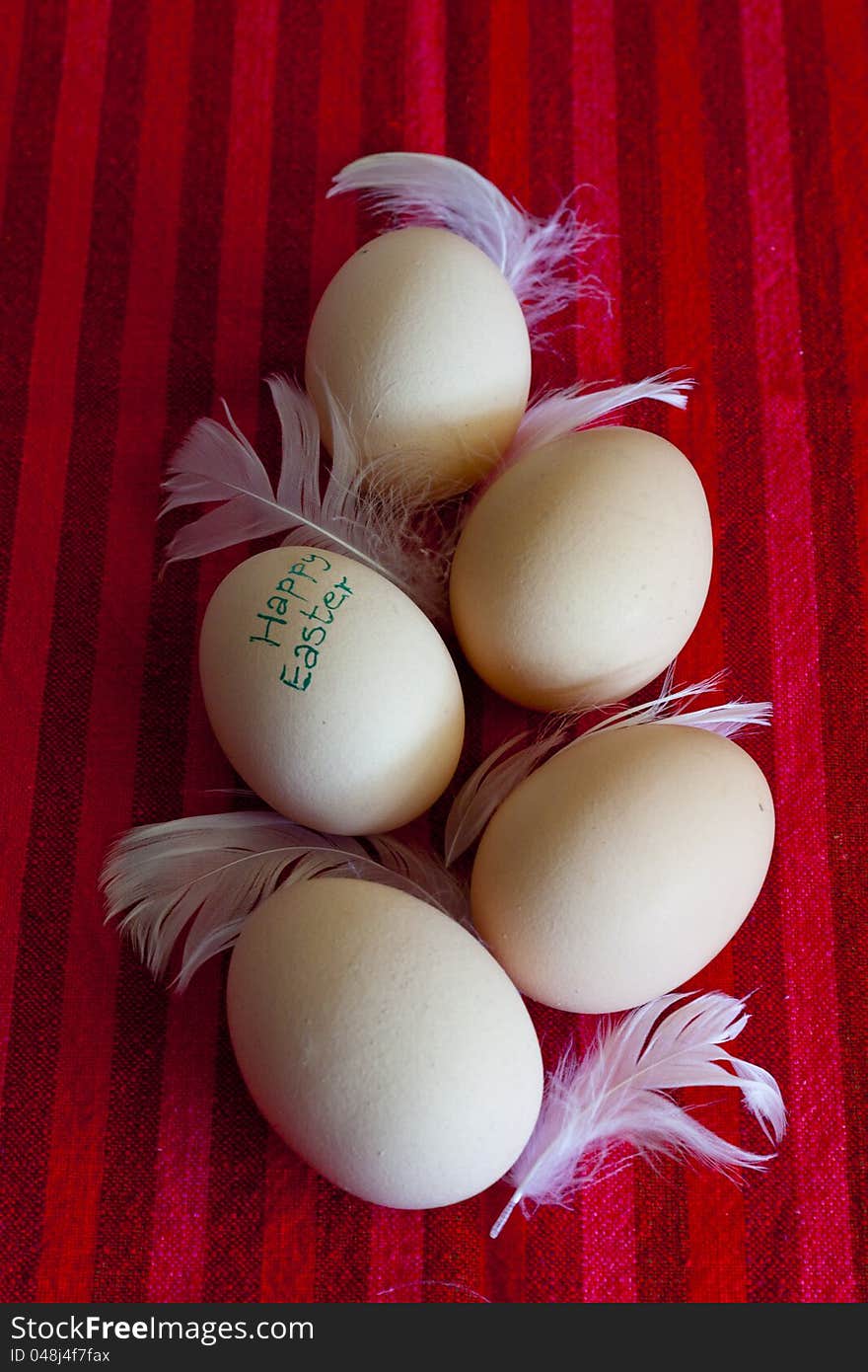 Chicken eggs for happy easter - traditional view. Chicken eggs for happy easter - traditional view.