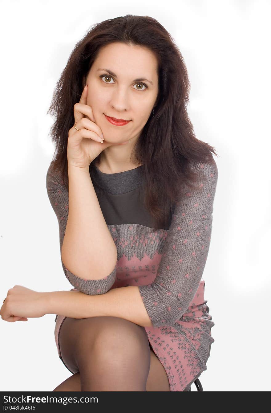 Smiling business woman. Isolated over white background