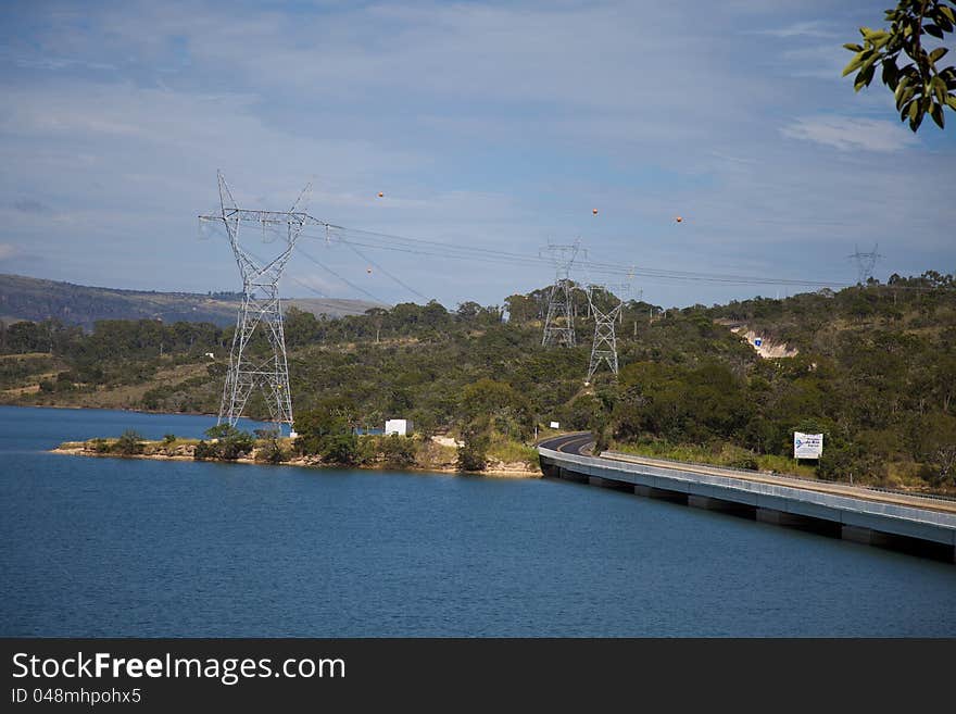 Power Line tower on the lake