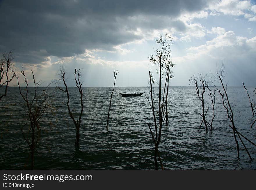 A Fisherman On Lake