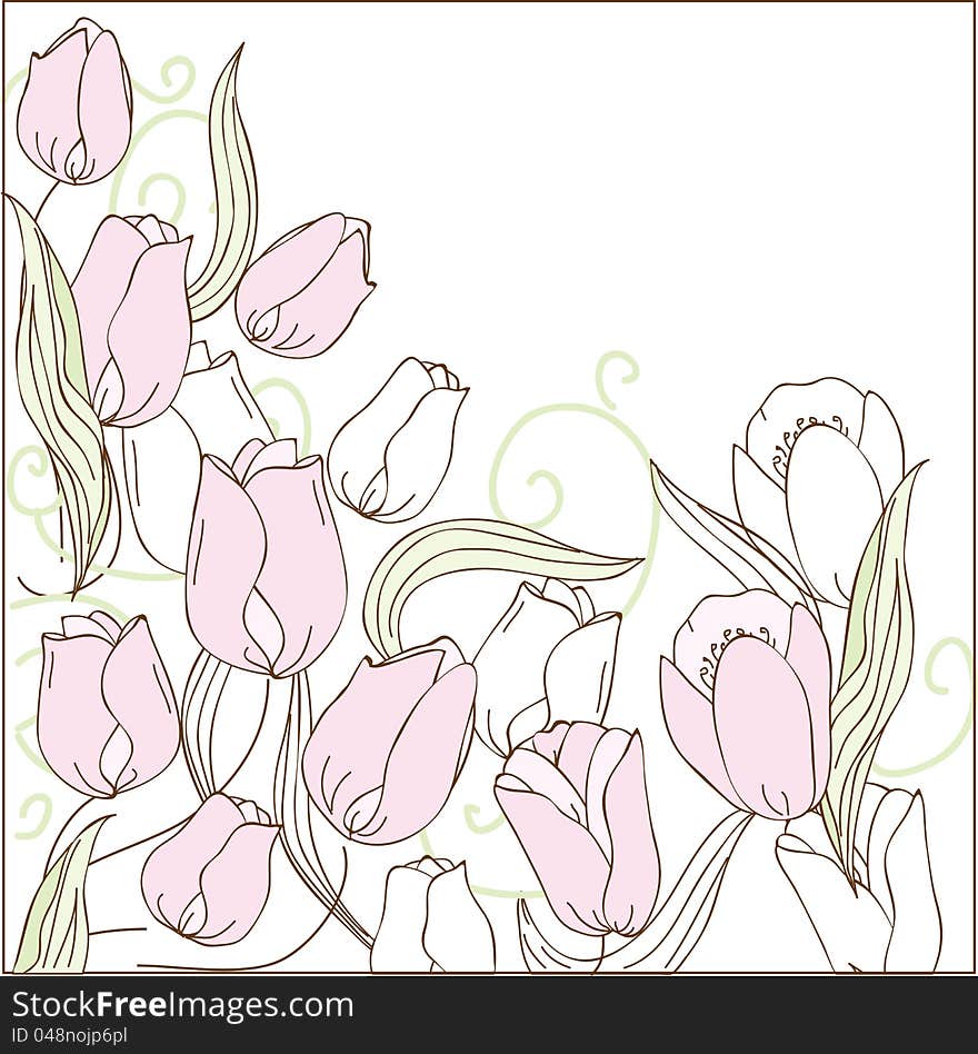 Romantic background with rose tulips