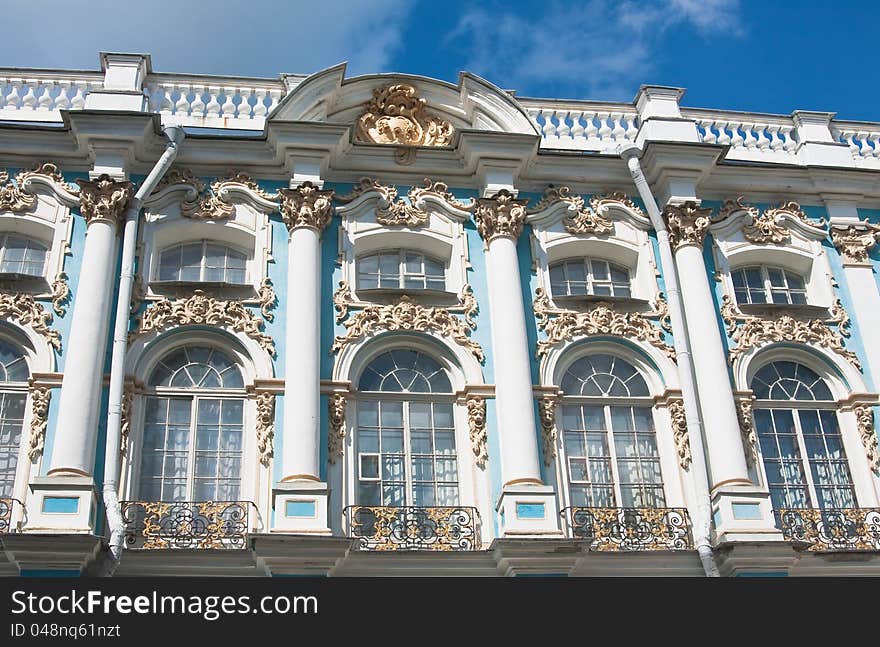 The Catherine Palace, located in the town of Tsarskoye Selo (Pushkin), St. Petersburg, Russia. The Catherine Palace, located in the town of Tsarskoye Selo (Pushkin), St. Petersburg, Russia