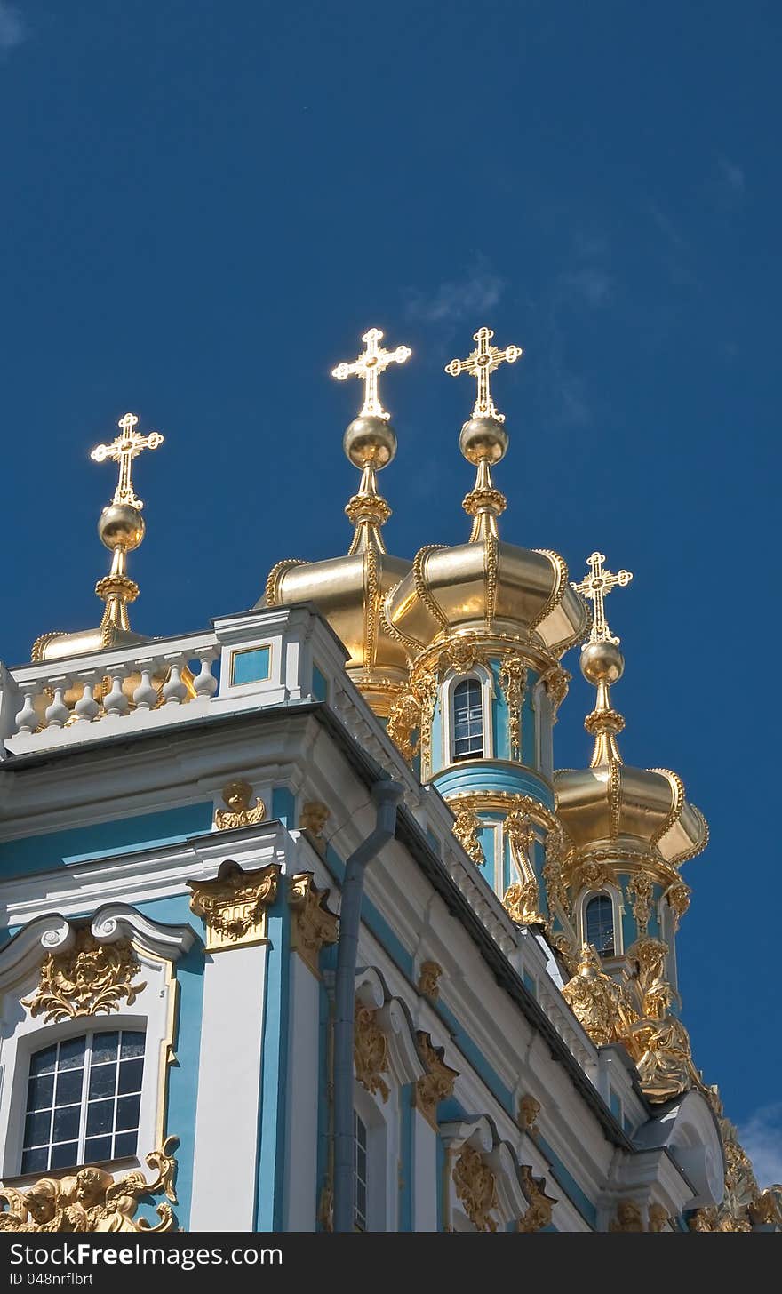 The Catherine Palace, located in the town of Tsarskoye Selo (Pushkin), St. Petersburg, Russia. The Catherine Palace, located in the town of Tsarskoye Selo (Pushkin), St. Petersburg, Russia