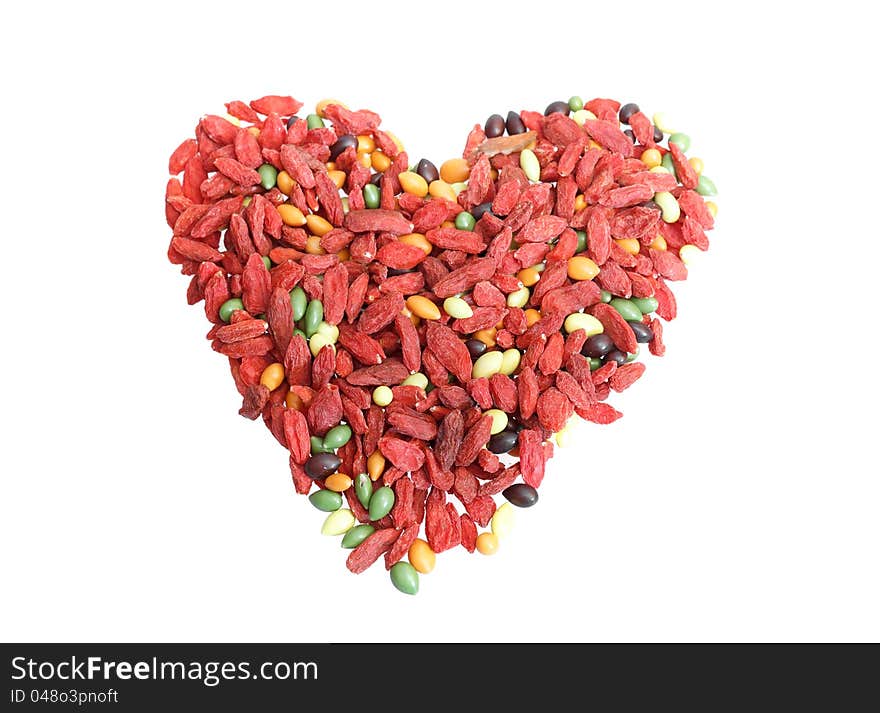 Heart from red dried goji berries