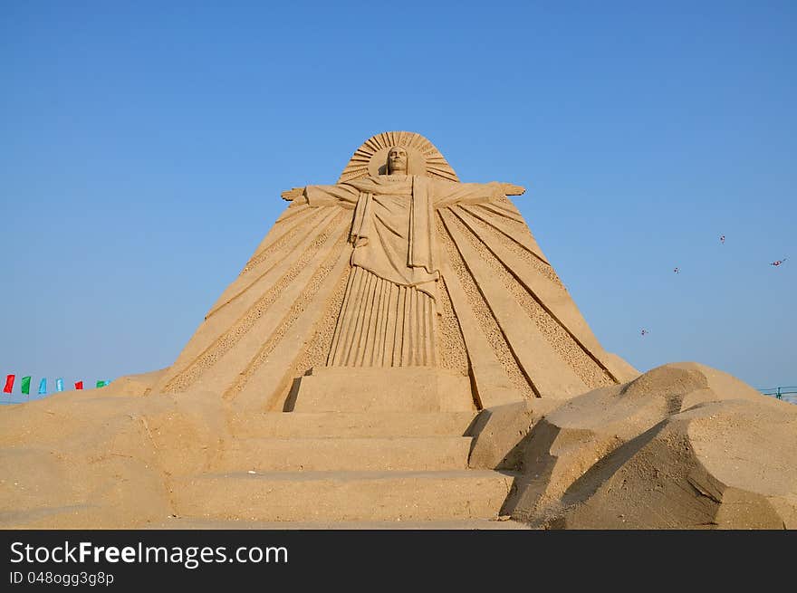 Jesus statue of sand carving