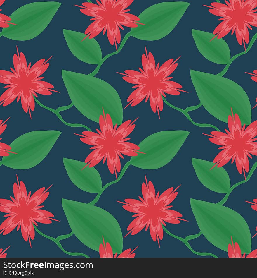 Decorative red flowers, seamless texture. Decorative red flowers, seamless texture