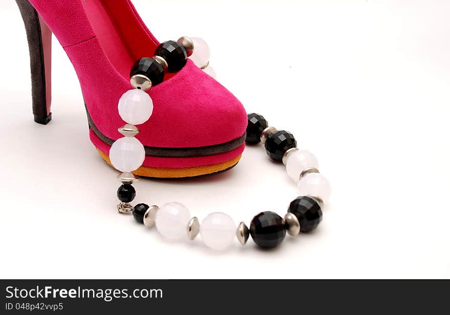 Necklace On Pink Female Shoe