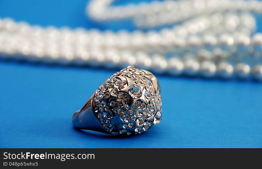 Pic of Fashion ring on blue background