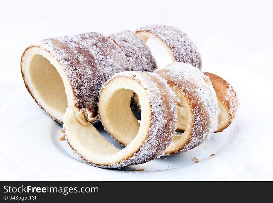 Sweet Serbian traditional dessert with sugar. Sweet Serbian traditional dessert with sugar