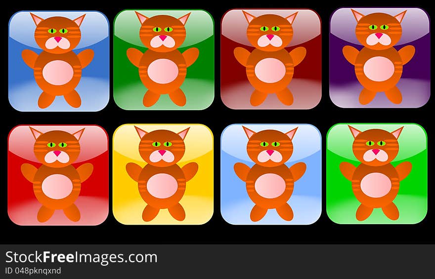 Cat icons in different colors