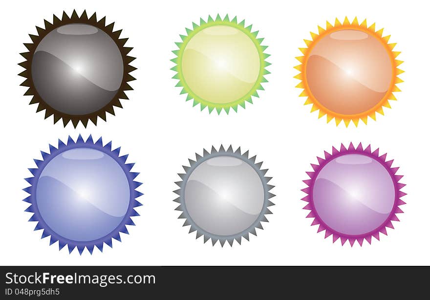 Glossy colored buttons on white background - illustration. Glossy colored buttons on white background - illustration.